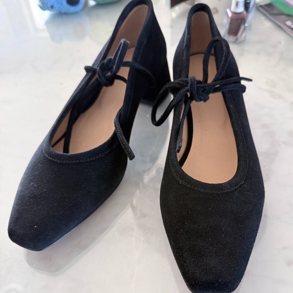 The Heeled Ballet in Black Suede - Picture 2 of 5